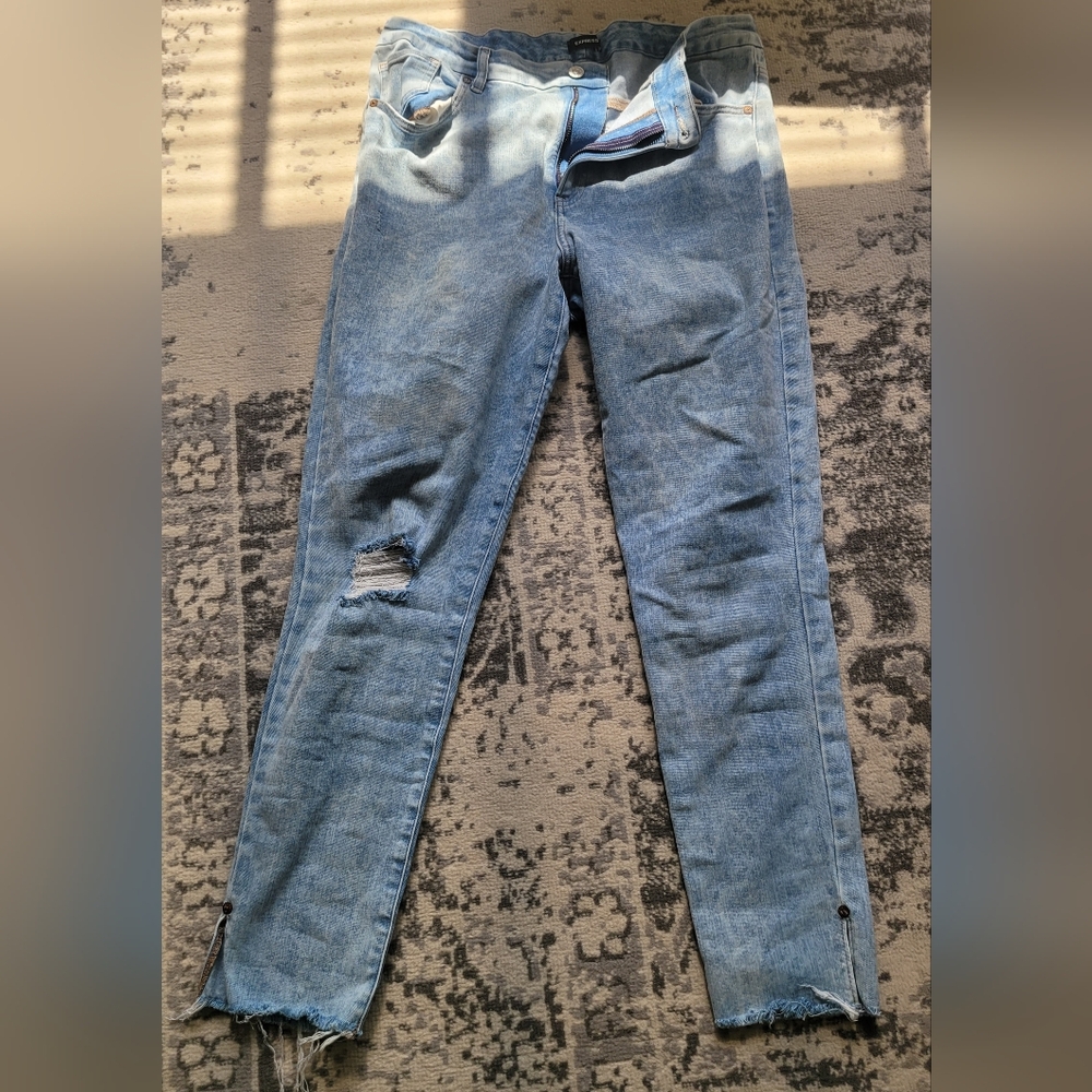 Womens Express Jeans Ankle Skinny High Rise Flexx Hyper Stretch Denim L - Long L